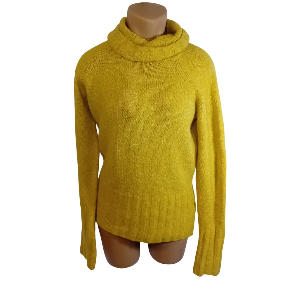 Jacob Connexion Y2K Yellow Turtleneck Long Sleeve Fuzzy Knit Sweater‎ Mohair XL